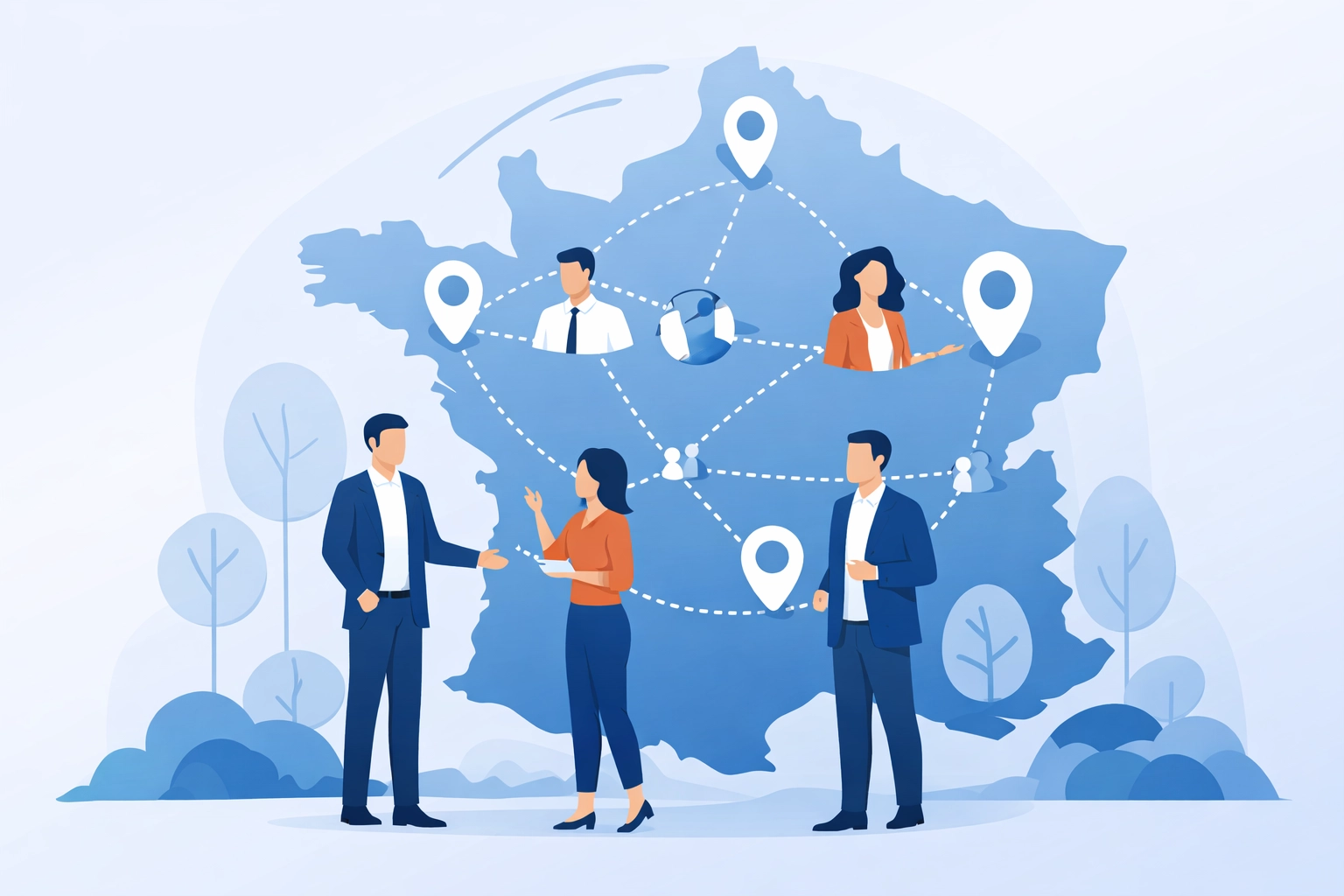 Illustration du réseau national Réseau Actif accompagnant les professionnels en France